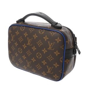Louis Vuitton Blue Brown Lock Messenger Bag Macassar Monogram